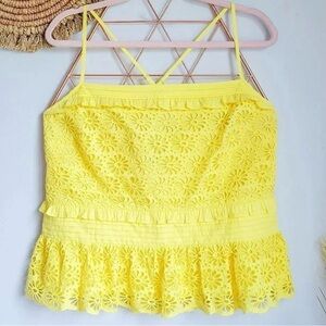 J. Crew Yellow Ruffled Peplum Camisole